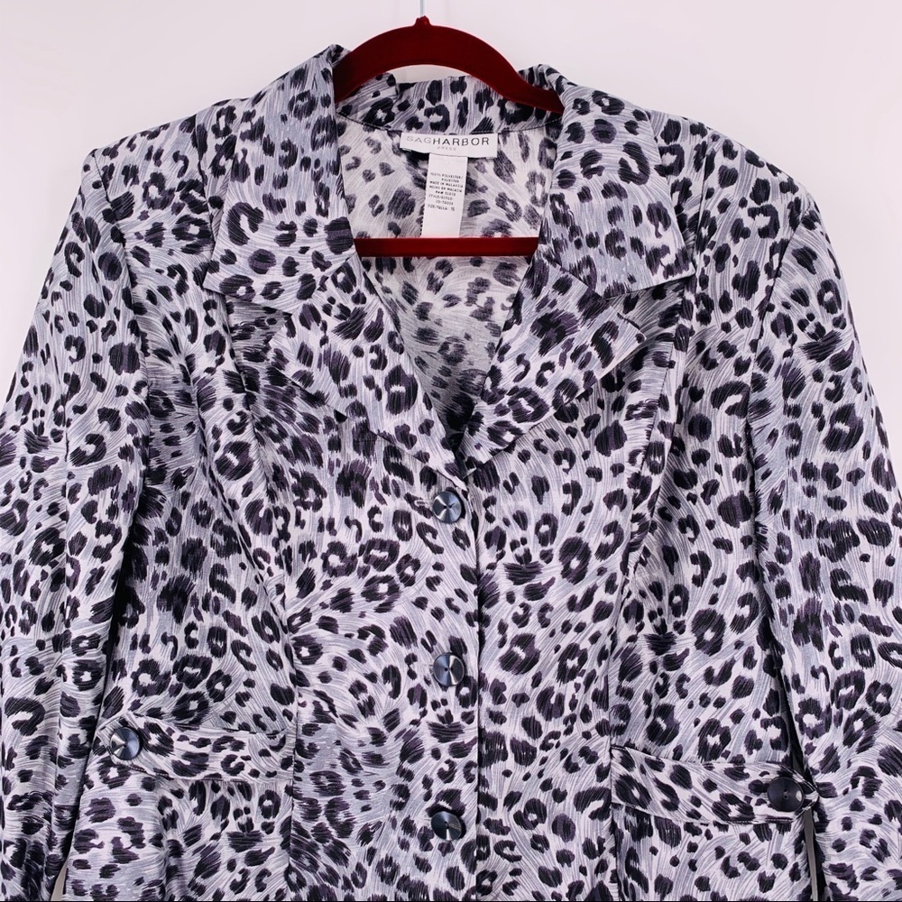 Sag Harbor Gray Animal Print 3/4 Sleeve Jacket 16 - Picture 6 of 7